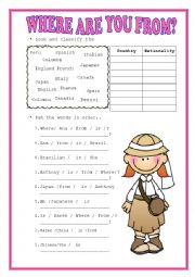 English Worksheet: Where are you from