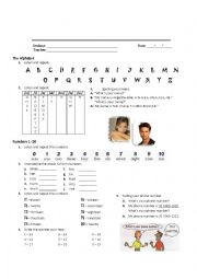 English Worksheet: Alphabet and numbers