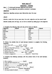 English Worksheet: ADJECTIVES AND ADVERBS