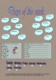 English Worksheet: Days of the week