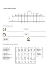 English Worksheet: Months - What time is it? - Cardinal Numbers