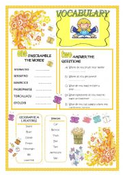 English Worksheet: VOCABULARY