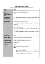 English Worksheet: process and procedures