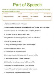 English Worksheet: Part of  Speech