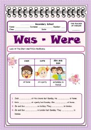 English Worksheet: Was Were