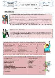 English Worksheet: END OF TERM TEST 1 / 7TH FORM