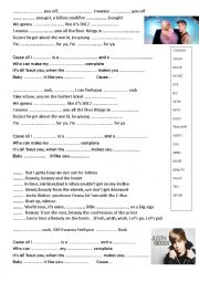 English Worksheet: JUSTIN BIEBER  BEAUTY AND THE BEAT