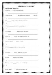 English Worksheet: Irregular verbs