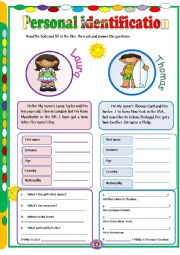 English Worksheet: Identifying