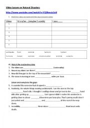 English Worksheet: Natural Disasters Video Lesson