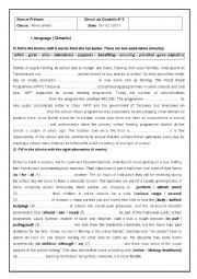 English Worksheet: English test Nb 3 Fourth form