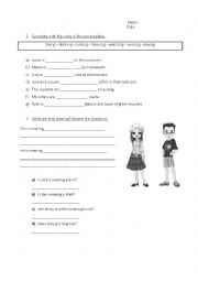 English Worksheet: Present Continuous and Clothes