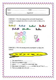 English Worksheet: REVIEW FOR YOUNGER PUPILS