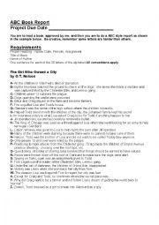 English Worksheet: ABC Book Report