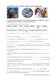 English Worksheet: Learning foreign languages