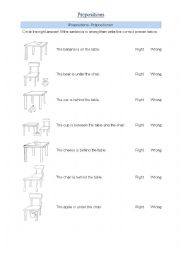 English Worksheet: Prepositions- Right or Wrong Activity