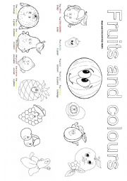 English Worksheet: fruits and colours
