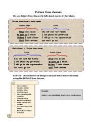 English Worksheet: Future time clauses