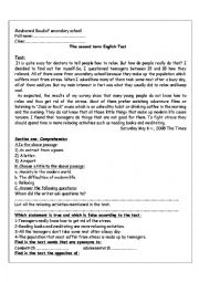 English Worksheet: 2nd term test of English (survey)