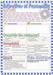 English Worksheet: Adjectives of Personality