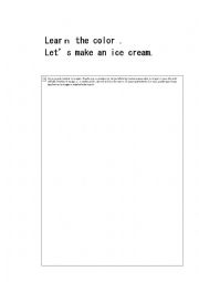 English Worksheet: colurs of the ice cream