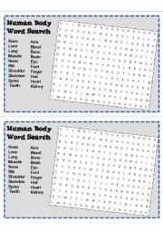 Human Body Word Search