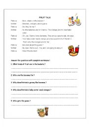 English Worksheet: Fruit Talk