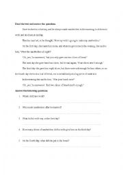 English Worksheet: Reading Comprehension with keys