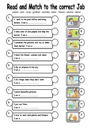 English Worksheet: match job to description