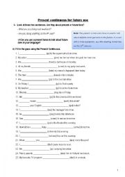 English Worksheet: Present Continuous 4 Future Use