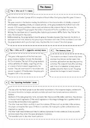 English Worksheet: Demonstration lesson:Speaking & Writing through Games & Visuals   8th form (part 2: The Games Instructions)  Entertainment                        