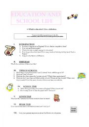 English Worksheet: Education and school life