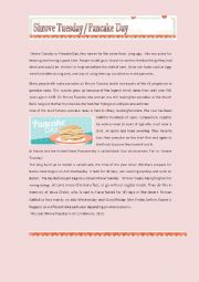 English Worksheet: Pancake Day 