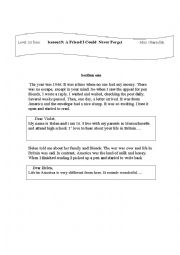 English Worksheet: lesson19: a friend i could never forget