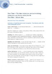 English Worksheet: free time activities