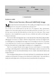 English Worksheet: 9th grade Test_Body image