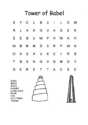 English Worksheet: Babel Tower Crossword