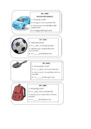 English Worksheet: Possessives:  I/mine speaking cards (SET 1)