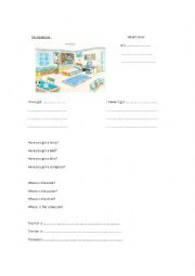 English Worksheet: My bedroom