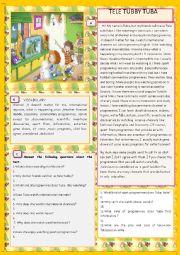 English Worksheet: TELE TUBBY TUBA with KEY