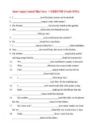 English Worksheet: verb+gerund