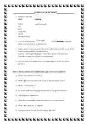 English Worksheet: Research in Internet