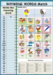 English Worksheet: Phonetic: Rhyming words (updated)