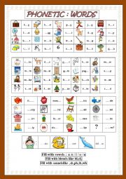 English Worksheet: Words(CVC,Blends,Sounds)