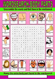 Body Parts Wordsearch