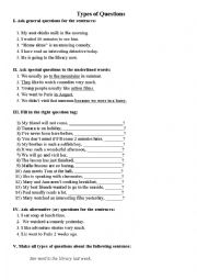 English Worksheet: Types of questions