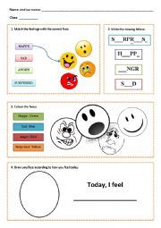 English Worksheet: Feelings (elementary)