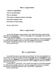 English Worksheet: Who is a Good Citizen? 