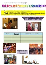 English Worksheet: Holidays and Festivals in Britain (video and exercises)