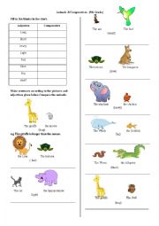 English Worksheet: animals-comparatives